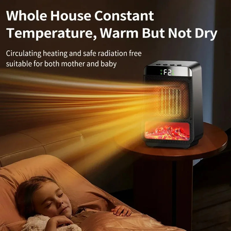 3D Dynamic Flame Electric Heater | 1500W Portable, ECO-Friendly & Fast Heating for Bathroom and Home Use