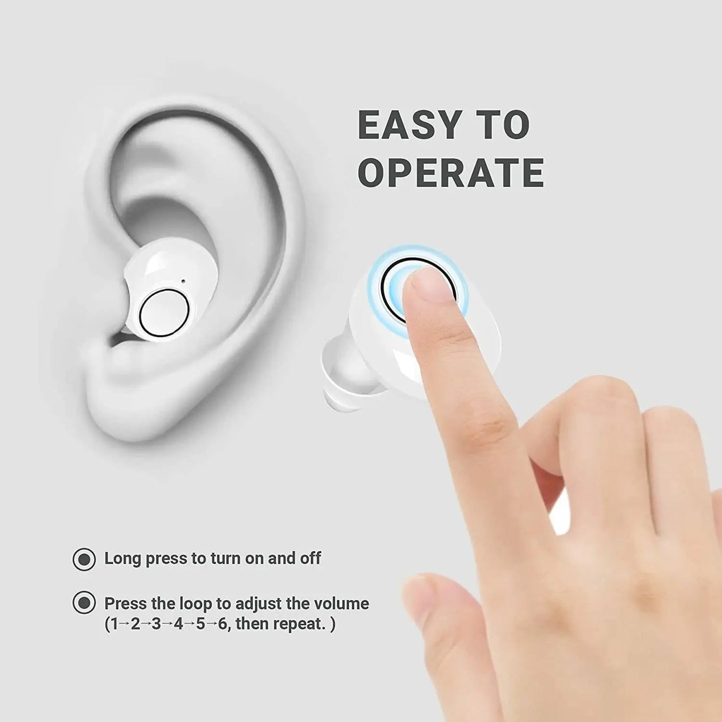 Bluetooth Hearing Aids – Rechargeable In-Ear Digital Hearing Aid with App Control | Discreet, Lightweight & Budget-Friendly for Adults & Seniors