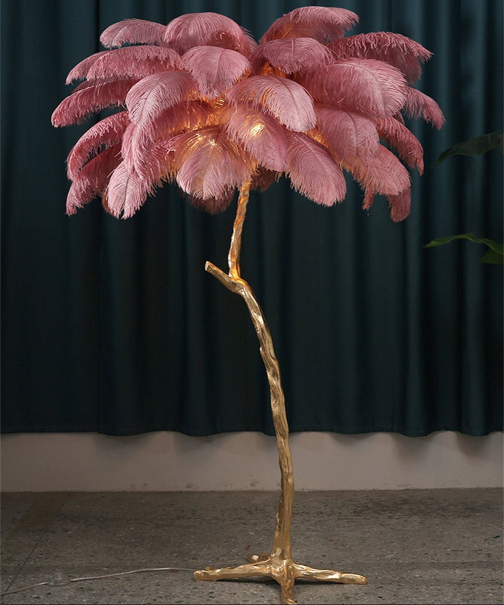 LED Ostrich Feather Floor Lamp - Adjustable Height with Soft Lighting for Living Room & Bedroom Decor