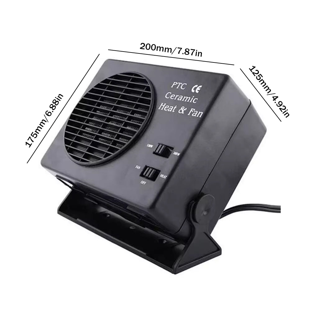 12V Ceramic Car Heater | 150W-300W Portable Fan with Automatic Thermostat for Winter Use in Vehicles