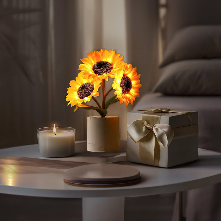 LED Sunflower Table Lamp - Decorative Lighting Fixture for Home Decor & Nightstand Use