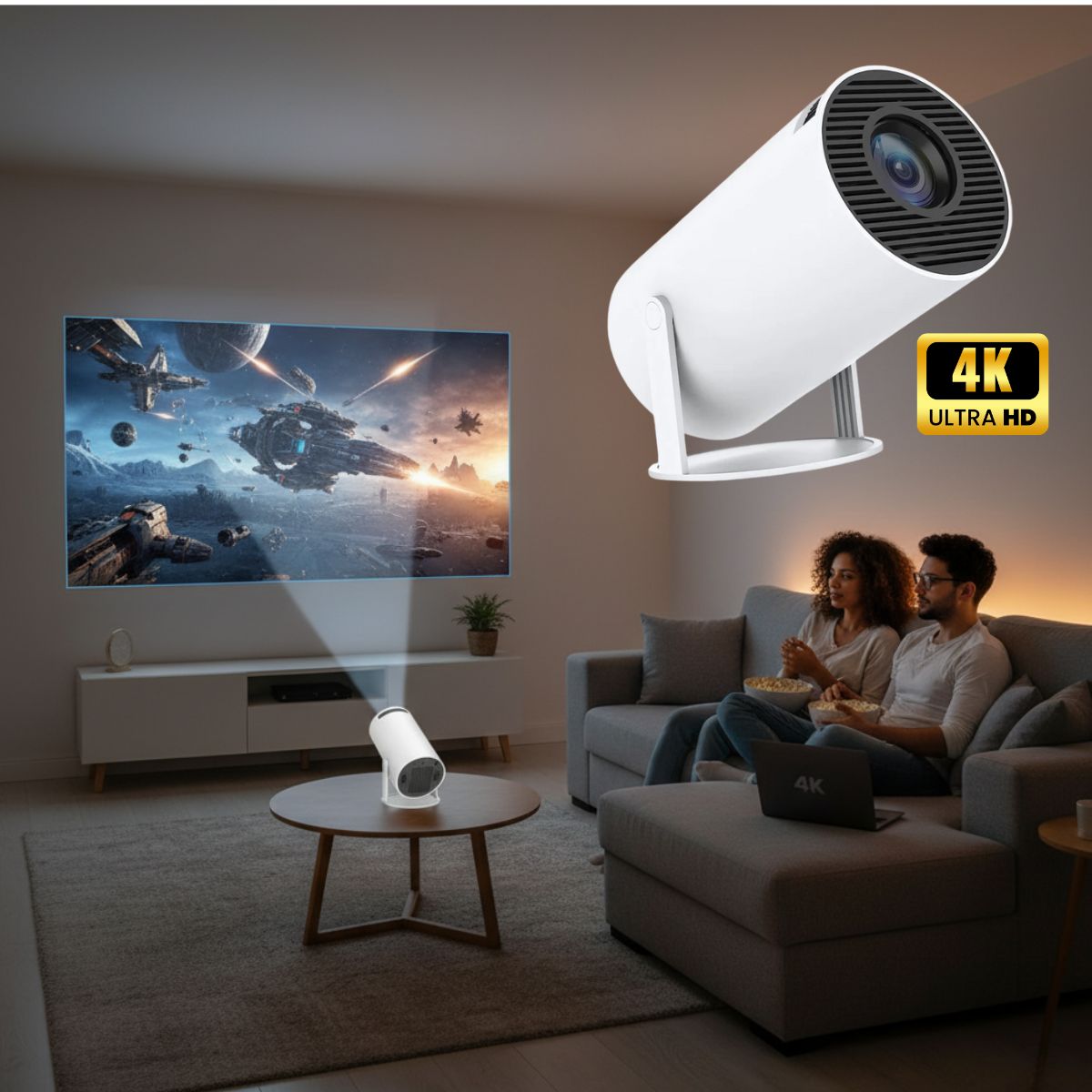 Portable Mini Projector | Handeld Projector UK - 4K HD Resolution, Auto Keystone & Ideal for Home Theater and Travel