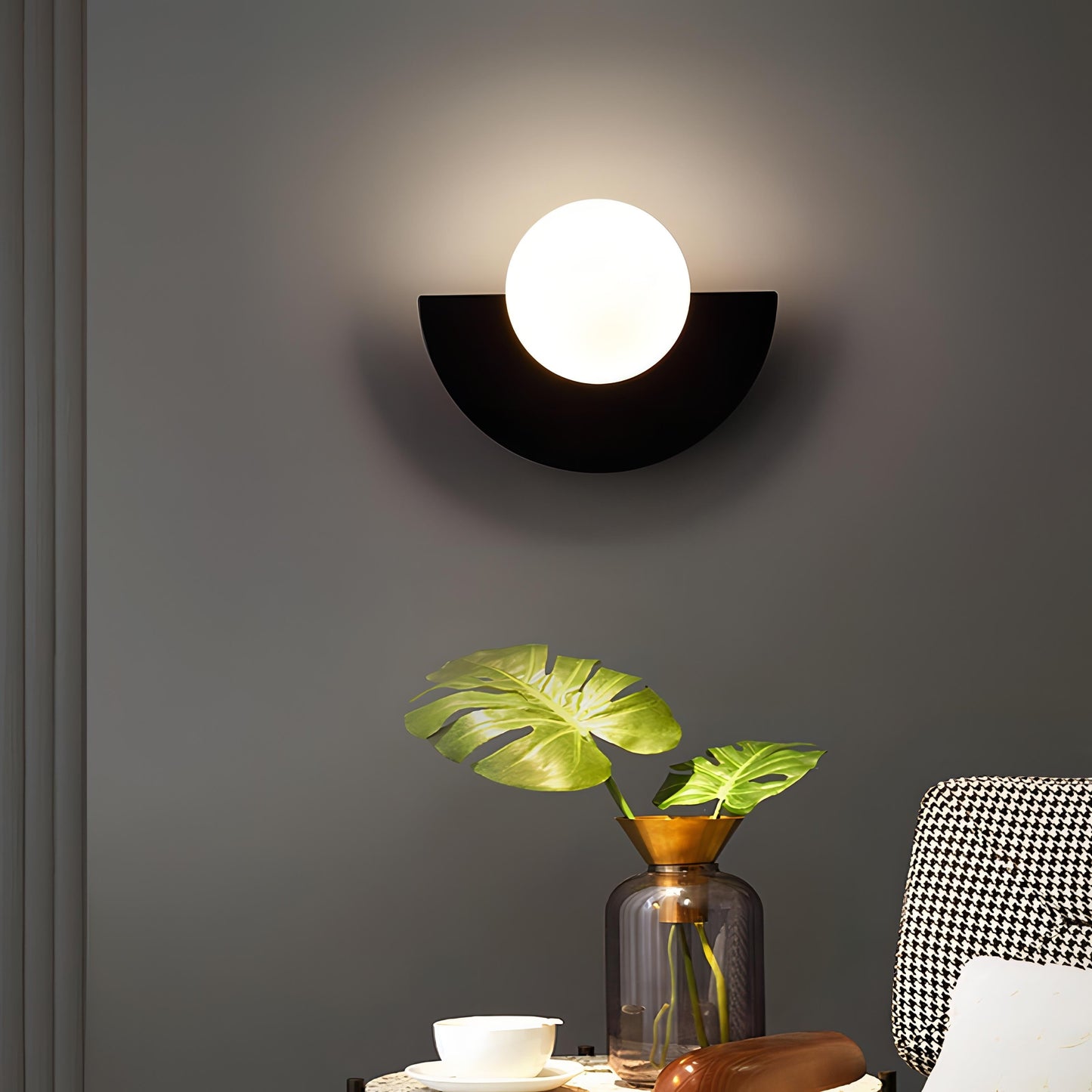 Nordic Semicircle Wall Lamp - Modern LED Fixture for Living Room, Bedroom & Hallway Lighting
