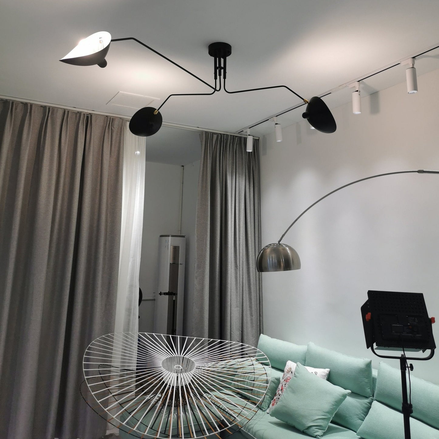 LED Ceiling Light Fixture - Serge Mouille Style - Adjustable Arm Design for Living Room & Modern Spaces