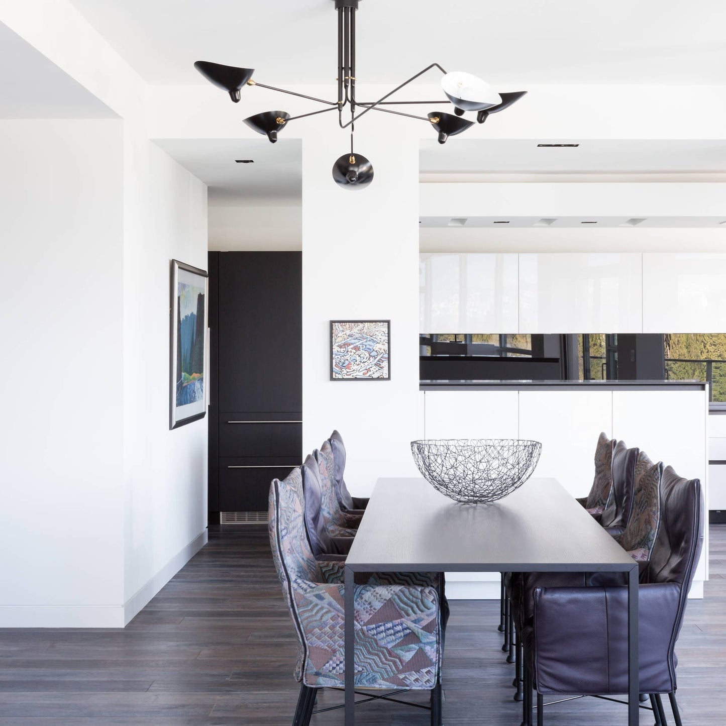 LED Ceiling Light Fixture - Serge Mouille Style - Adjustable Arm Design for Living Room & Modern Spaces