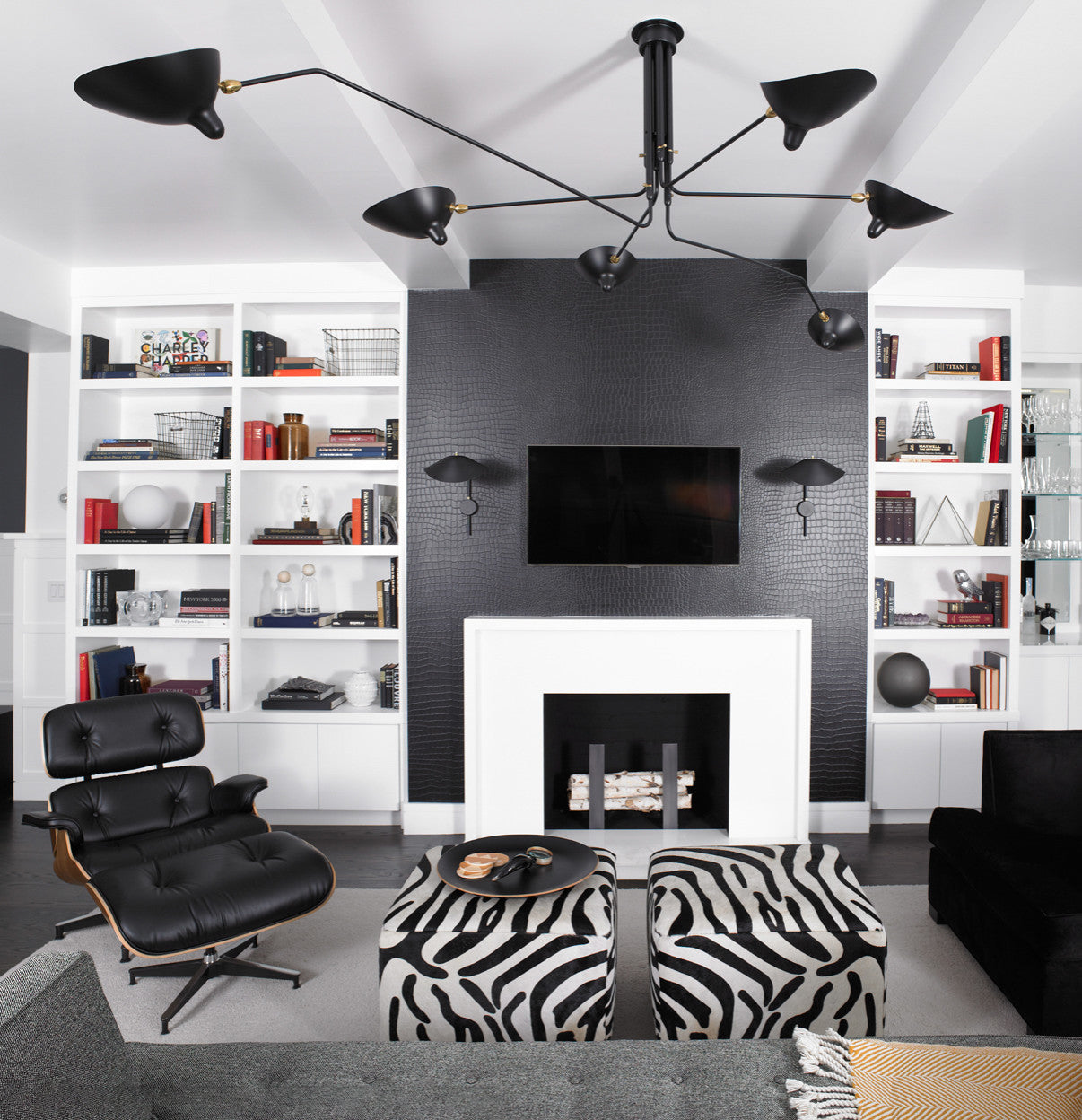 LED Ceiling Light Fixture - Serge Mouille Style - Adjustable Arm Design for Living Room & Modern Spaces