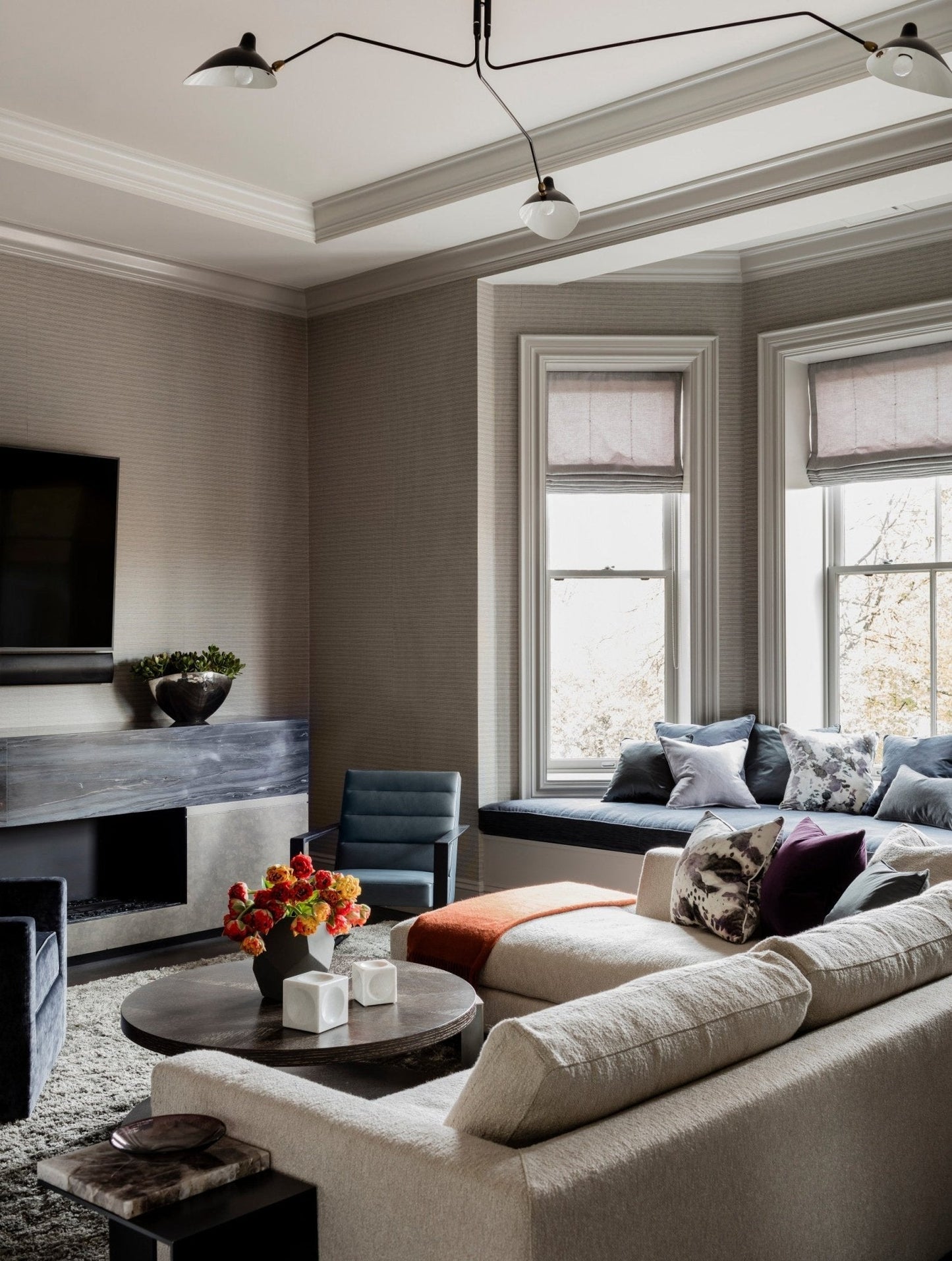 LED Ceiling Light Fixture - Serge Mouille Style - Adjustable Arm Design for Living Room & Modern Spaces