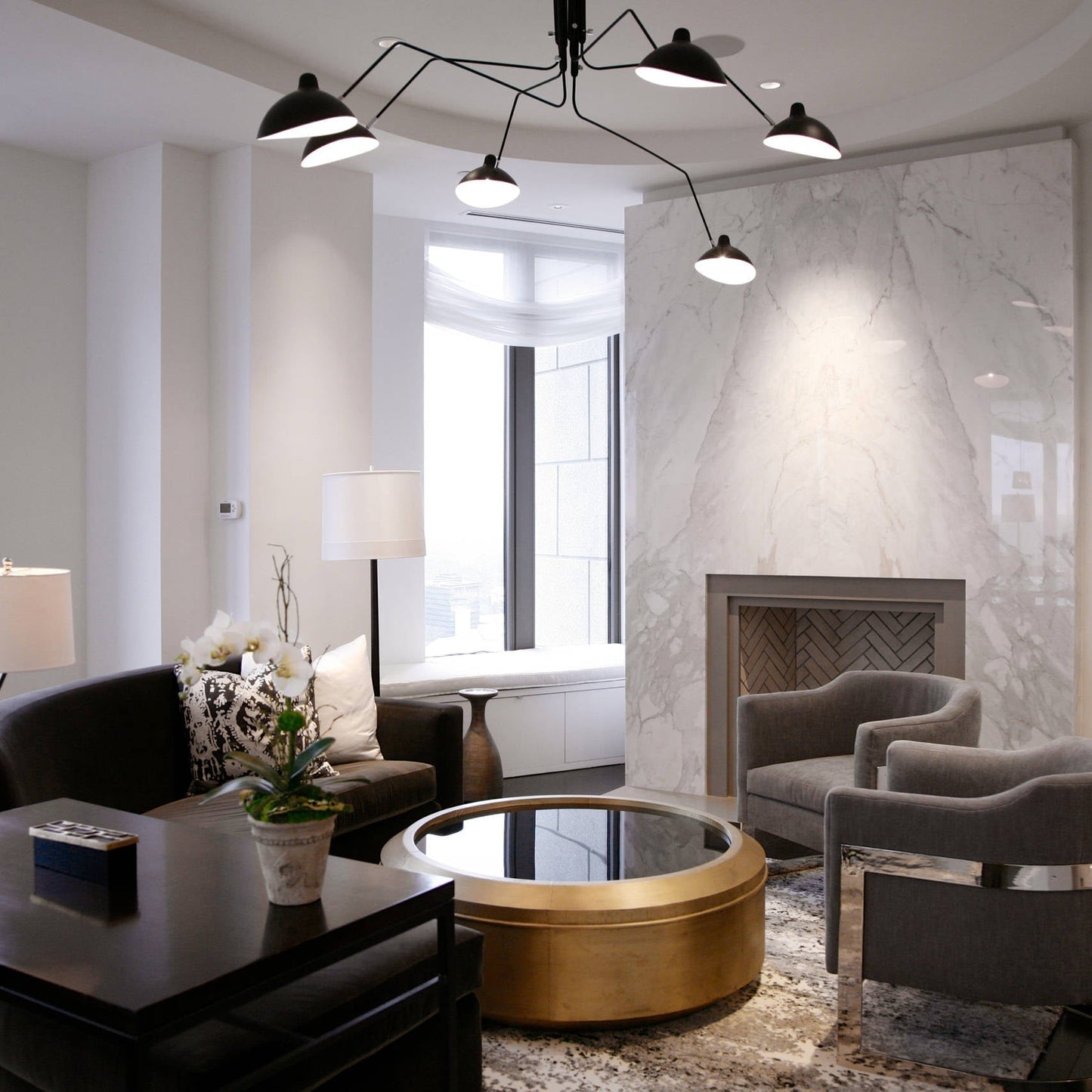 LED Ceiling Light Fixture - Serge Mouille Style - Adjustable Arm Design for Living Room & Modern Spaces