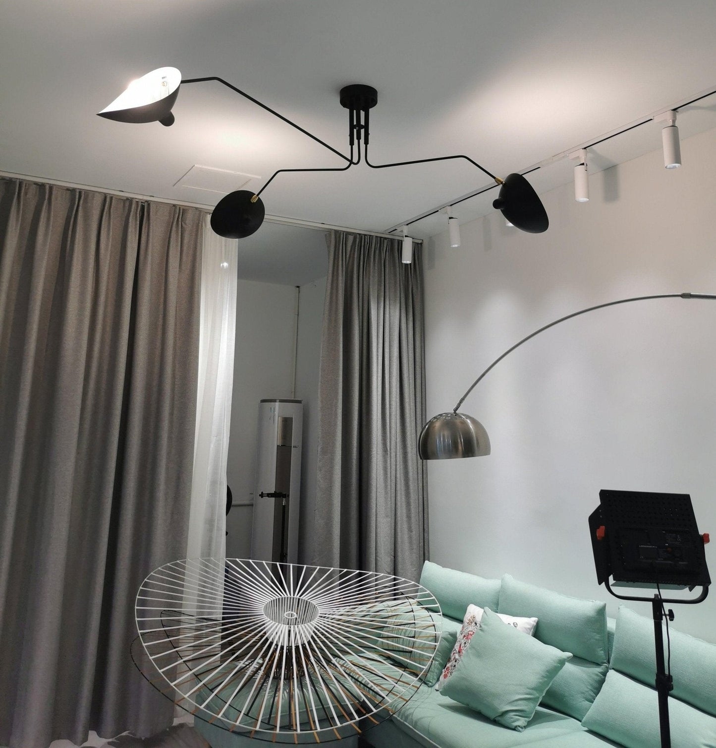 LED Ceiling Light Fixture - Serge Mouille Style - Adjustable Arm Design for Living Room & Modern Spaces