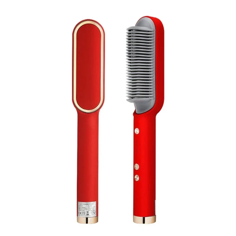 Hair Straightening Brush UK – 2-in-1 Thermal Comb Straightener & Curler with Adjustable Heat & Tourmaline Technology