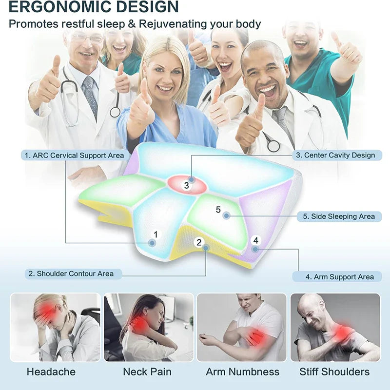 Memory Foam Cervical Pillow | Ergonomic 2-in-1 Design for Neck Pain Relief & Comfortable Sleep