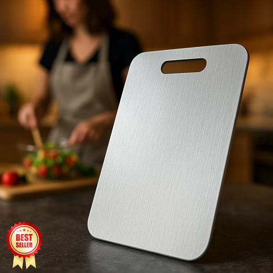 Medical Grade Titanium Cutting Board | Durable, Non-porous Surface for Safe Food Preparation & Kitchen Use