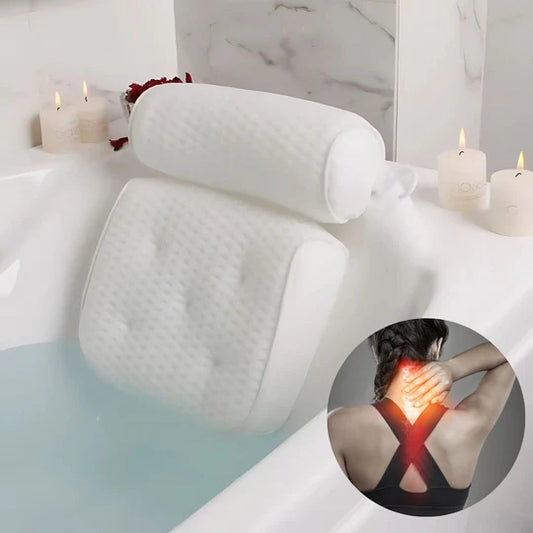 SoakUp Bath Pillows UK – Neck & Head Support Cushion – Non-Slip – Soft & Comfortable – Fits All Bathtubs – Enhances Relaxation