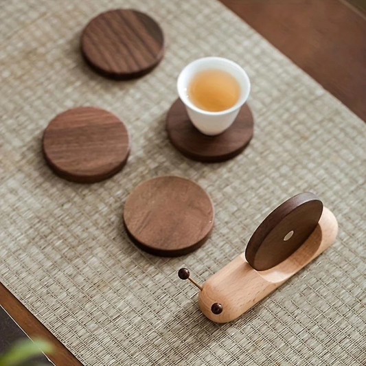 Walnut Coasters | Scandinavian Design, Durable & Eco-Friendly for Table Protection