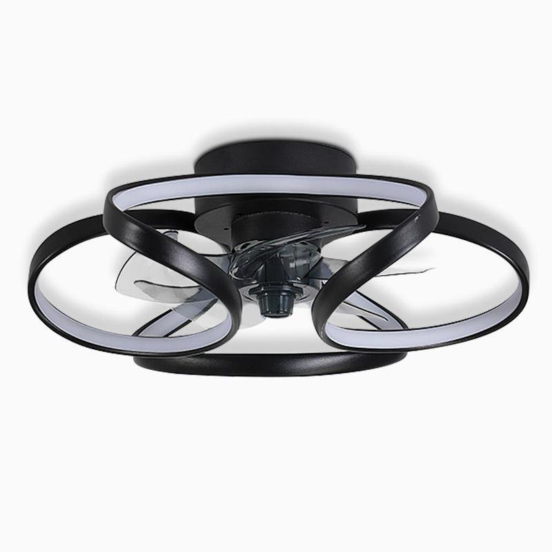 LED Flush Mount Ceiling Fan Light with Remote Control - Modern Flower Design for Living Room & Bedroom Lighting
