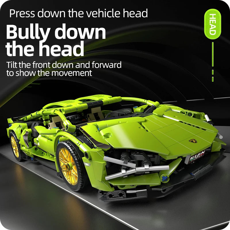 Racing Supercar Building Blocks | 1280 Pieces, Wireless Control & Realistic 1:14 Scale Model for Kids and Adults