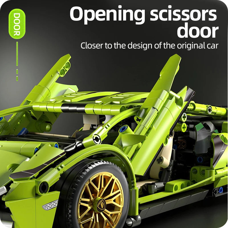 Racing Supercar Building Blocks | 1280 Pieces, Wireless Control & Realistic 1:14 Scale Model for Kids and Adults