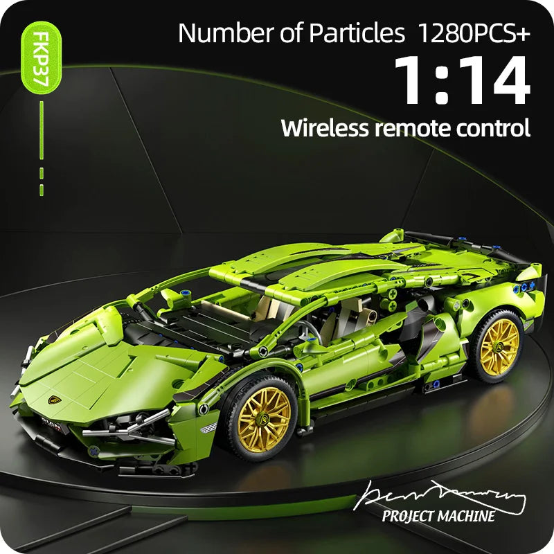 Racing Supercar Building Blocks | 1280 Pieces, Wireless Control & Realistic 1:14 Scale Model for Kids and Adults