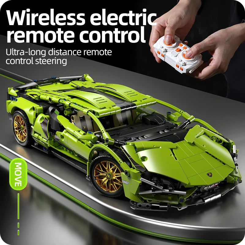 Racing Supercar Building Blocks | 1280 Pieces, Wireless Control & Realistic 1:14 Scale Model for Kids and Adults