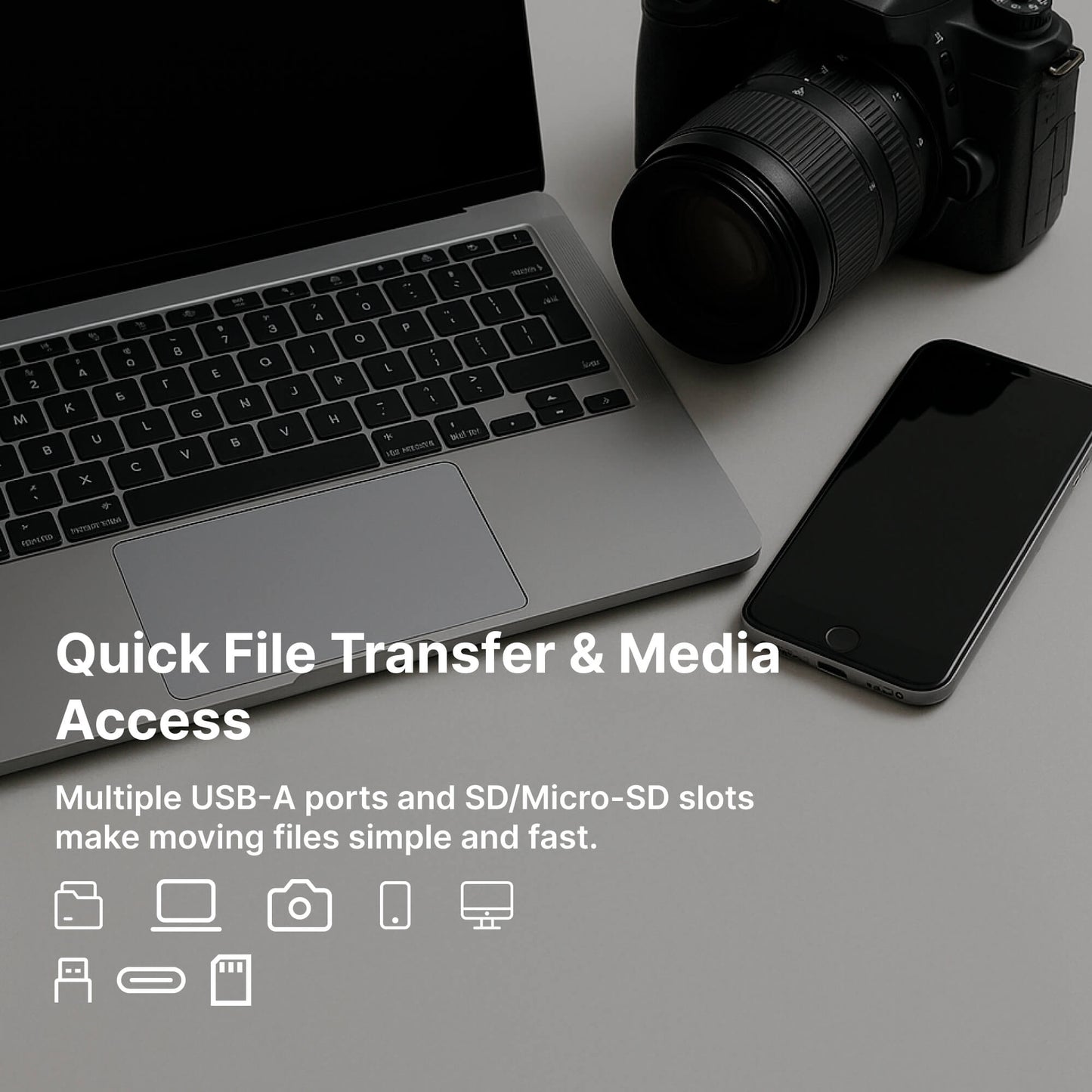 USB-C To USB Adapter Hub & Multiport Adapter - MacBook Pro & Air Compatible - HDMI, USB, SD Card Reader & More