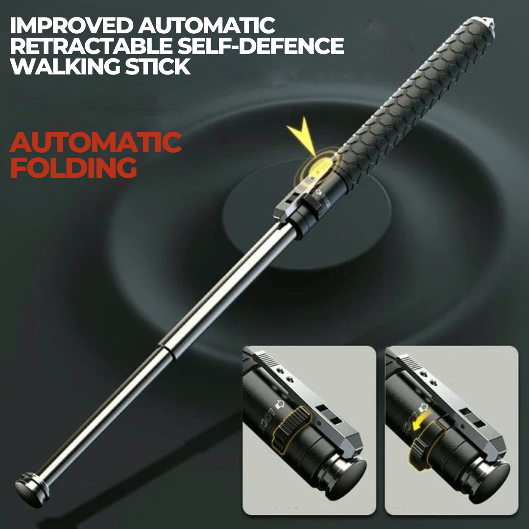 Automatic Self-Defense Walking Stick | Lightweight, Anti-Slip Grip & Compact for Hiking and Urban Safety