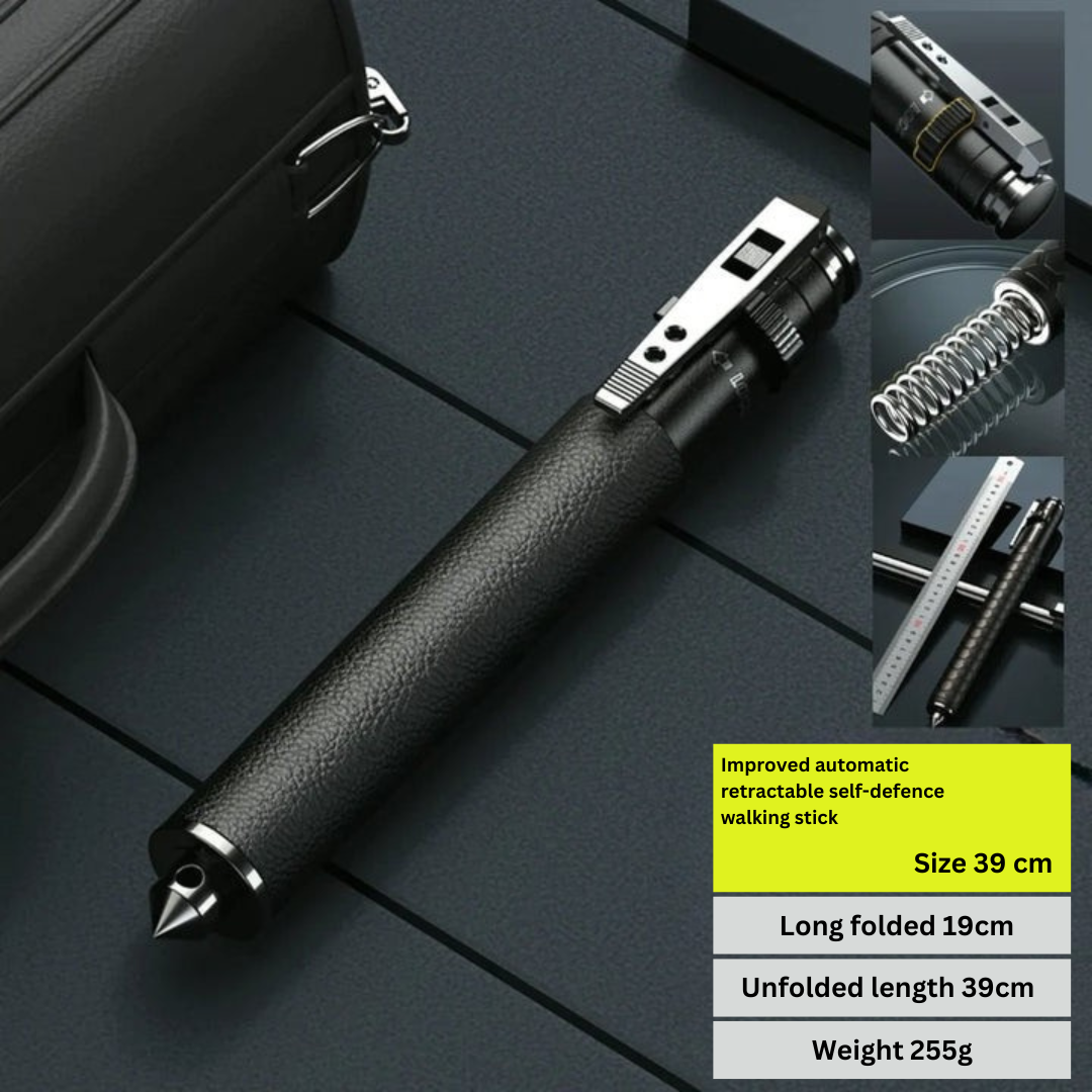 Automatic Self-Defense Walking Stick | Lightweight, Anti-Slip Grip & Compact for Hiking and Urban Safety