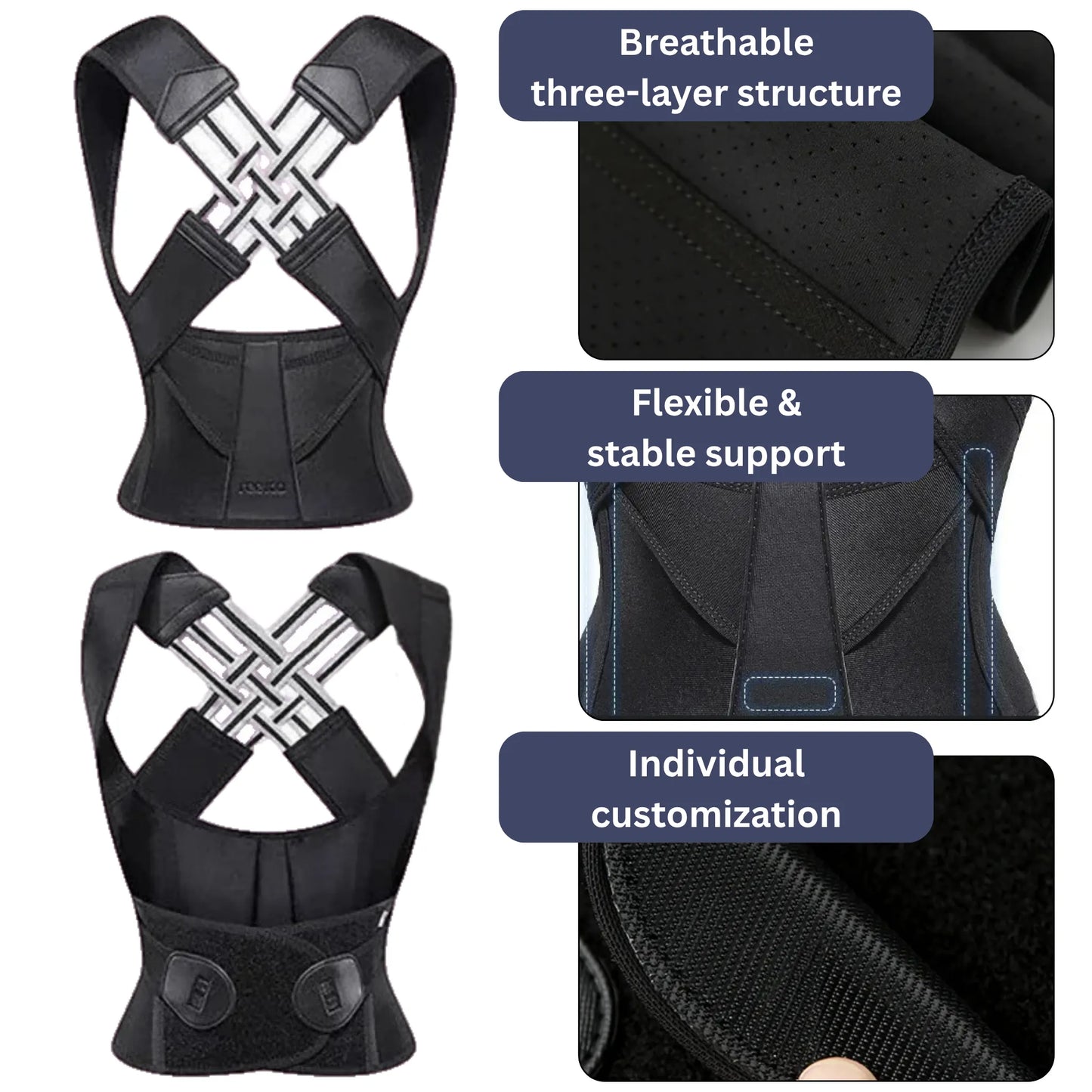 Back Support and Posture Corrector | Adjustable, Comfortable & Ideal for Improving Confidence and Posture