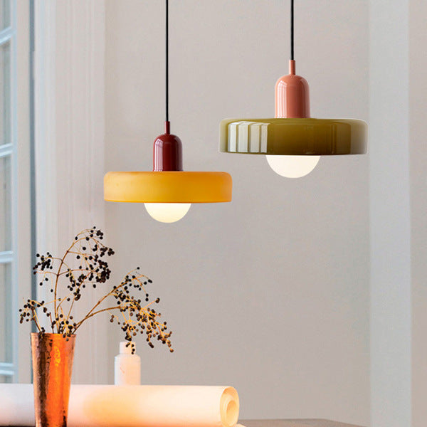 Colored Glass Bauhaus Pendant Light Fixture for Modern Home Decor & Dining Spaces