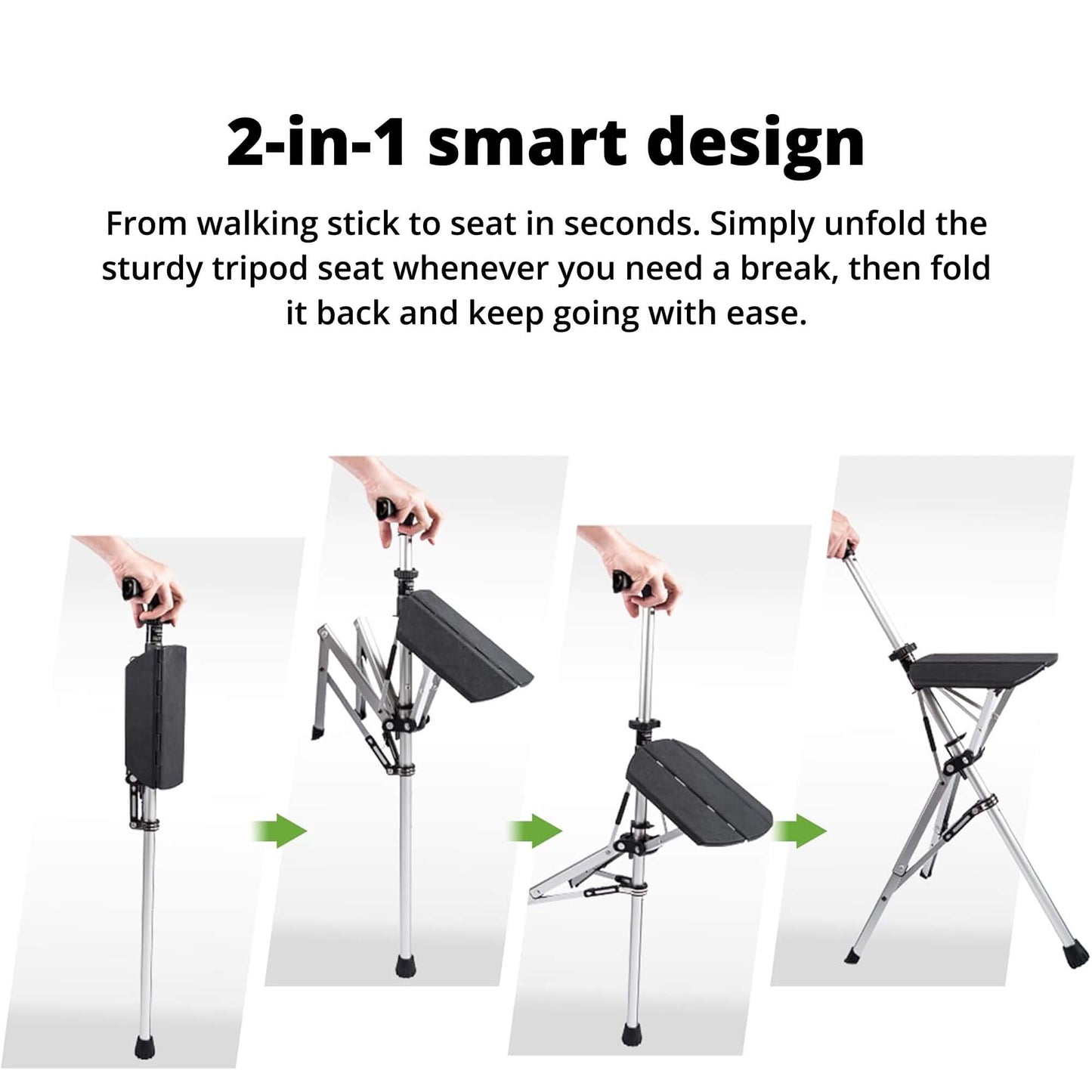 Walking Stick with Seat - Portable Folding Cane Chair for On-the-Go Comfort | Mobility Support