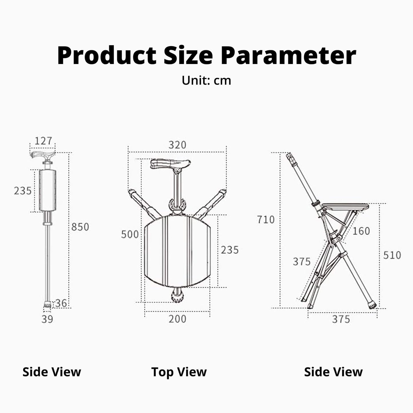 Walking Stick with Seat - Portable Folding Cane Chair for On-the-Go Comfort | Mobility Support