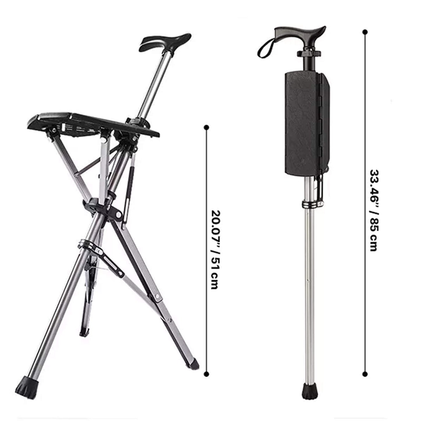 Walking Stick with Seat - Portable Folding Cane Chair for On-the-Go Comfort | Mobility Support