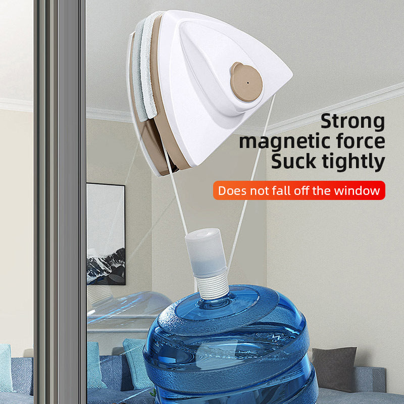 Magnetic Double-layer Window Cleaner with Automatic Water Discharge