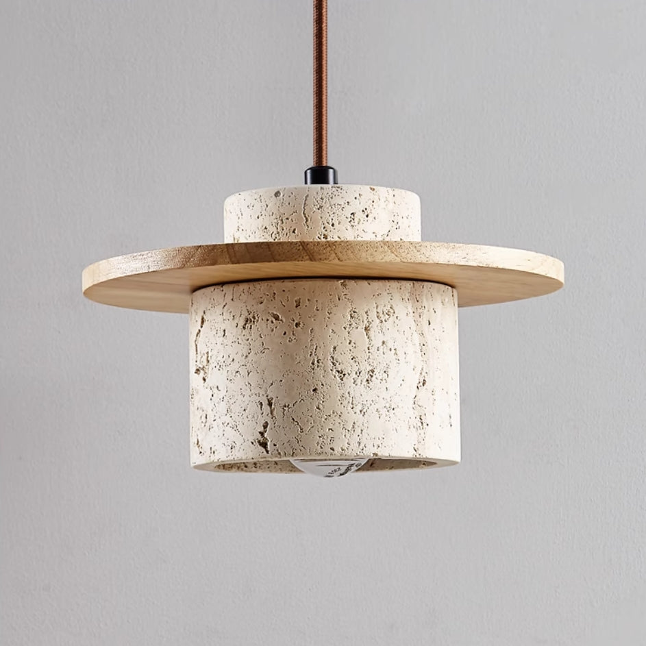 Travertine Pendant Light Fixture - Natural Stone Design for Kitchen Island & Dining Room