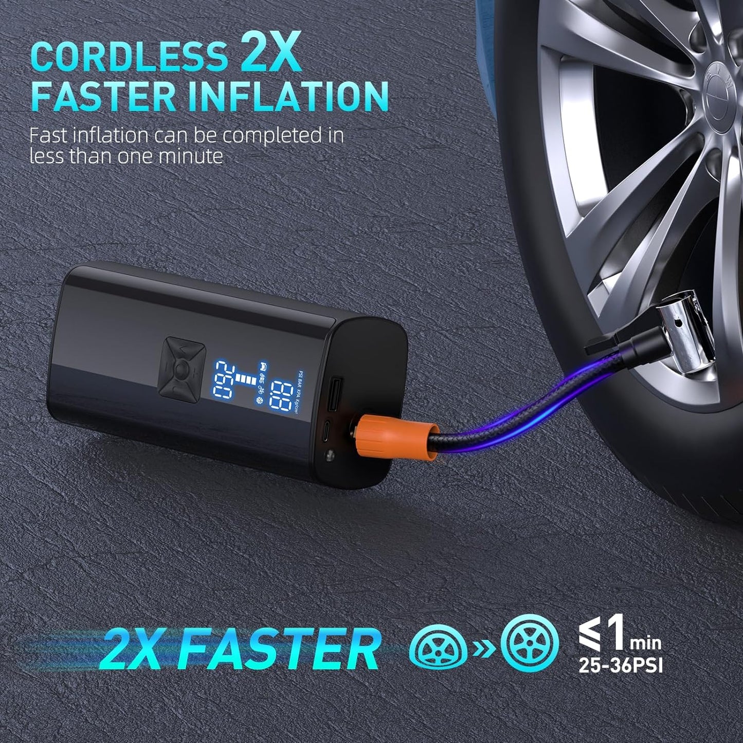 LumenPump Air Compressor β Cordless Tyre Pump for Quick & Efficient Car Tyre Inflation Anywhere