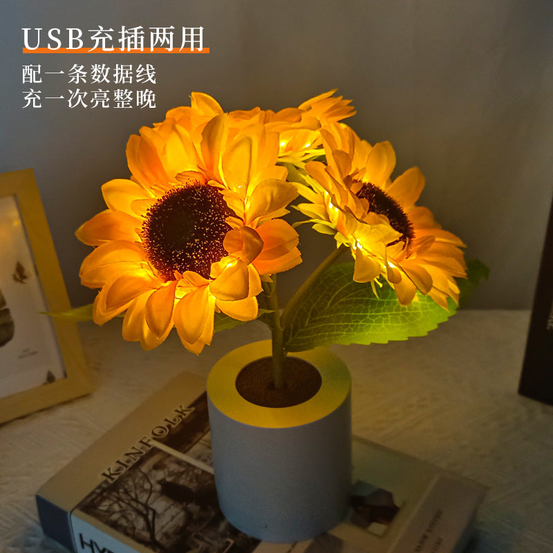 LED Sunflower Table Lamp - Decorative Lighting Fixture for Home Decor & Nightstand Use