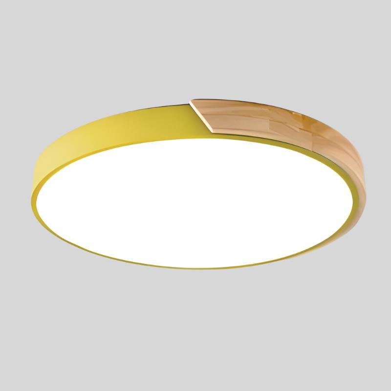 Nordic Wooden Circular Ceiling Light Fixture for Macaroon Style Home Decor & Ambient Lighting