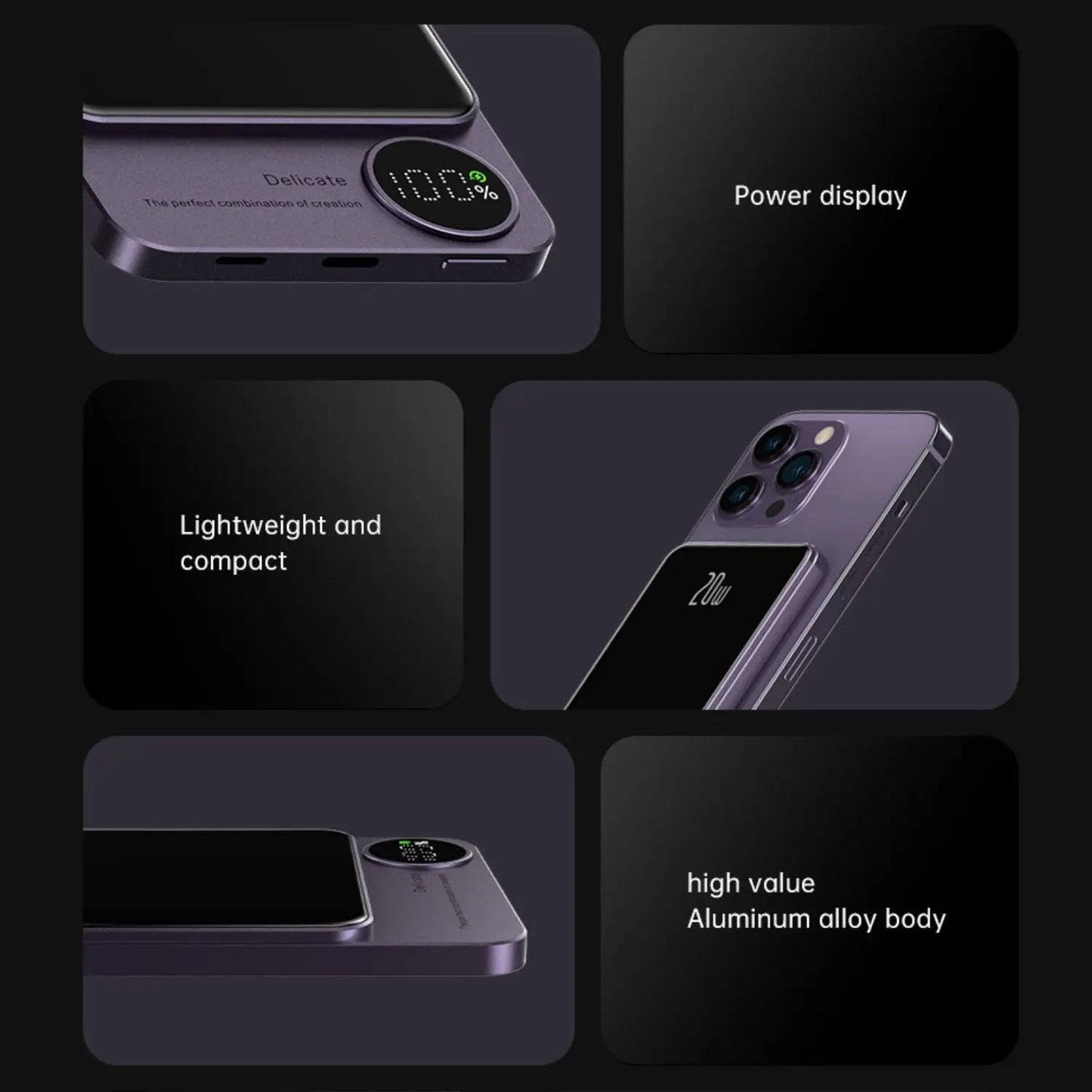 Sleek Magnetic Fast Charging Power Bank – Wireless, High-Capacity Backup Battery for All Devices