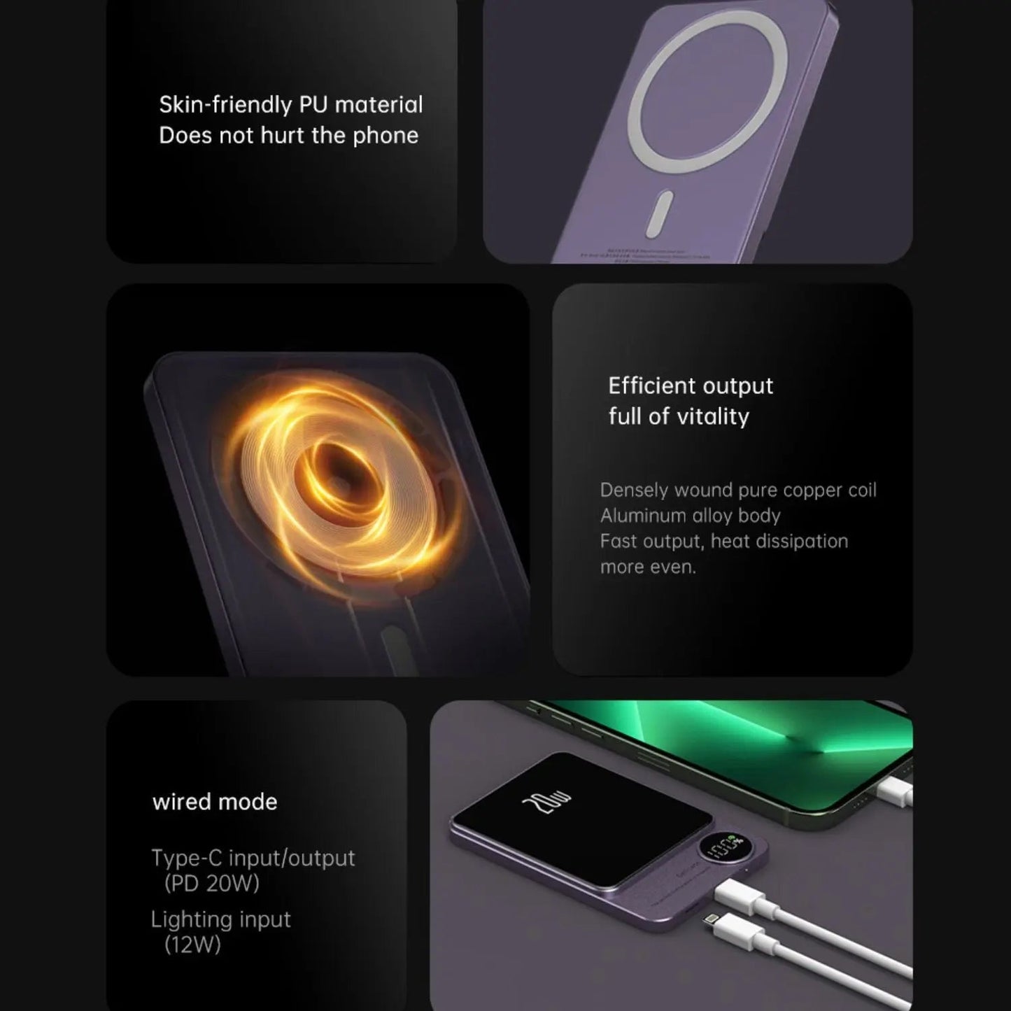 Sleek Magnetic Fast Charging Power Bank – Wireless, High-Capacity Backup Battery for All Devices