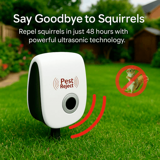 Ultrasonic Squirrel Repeller Device - Effective Pest Control to Deter Squirrels in 48 Hours for Gardens & Yards