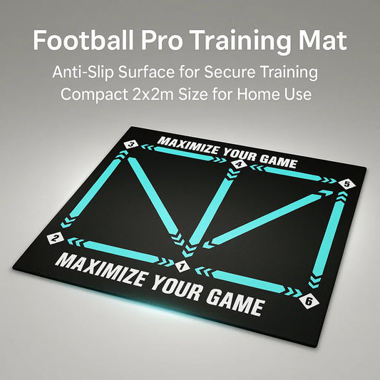 Football Pro Training Mat | Anti-Slip, 2x2m Space & Video Program for Skill Enhancement and Home Training