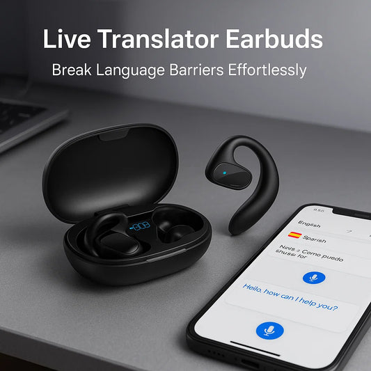 Live Translator Earbuds - Real-Time Two-Way Communication in 144 Languages and Music