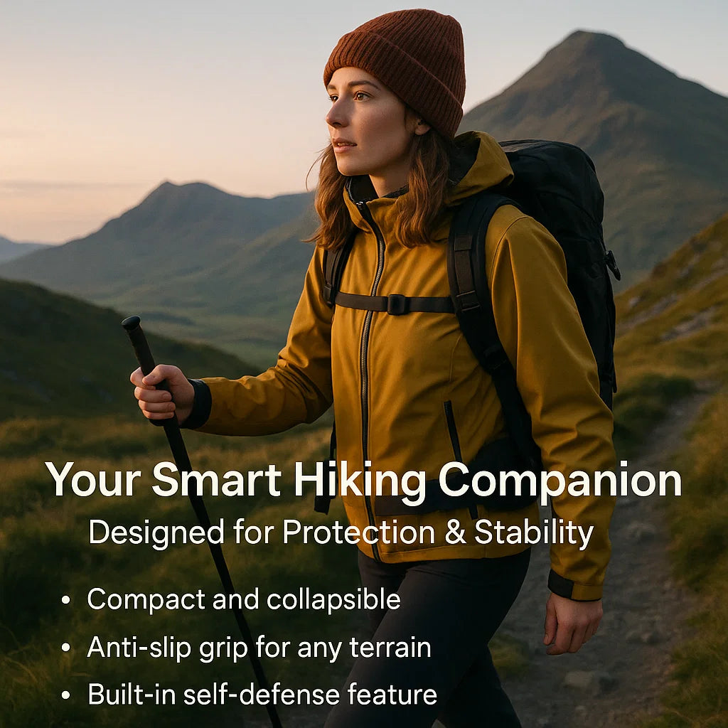 Automatic Self-Defense Walking Stick | Lightweight, Anti-Slip Grip & Compact for Hiking and Urban Safety