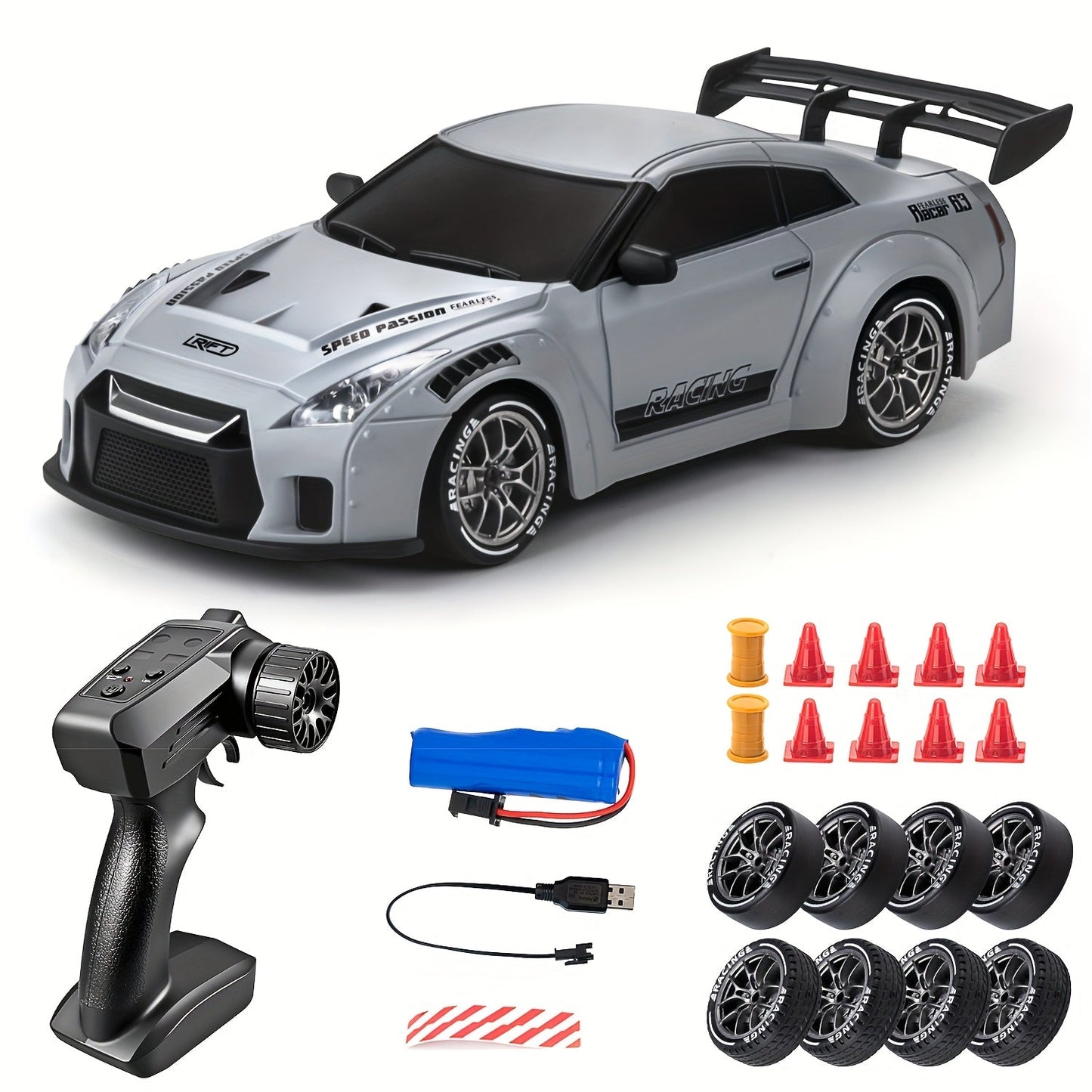 1:24 RC Drift Car | 4WD, LED Wheels & USB Rechargeable for Indoor and Outdoor Racing Fun