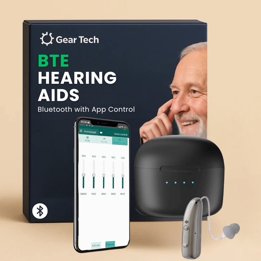 BTE Digital Hearing Aids – Rechargeable Behind the Ear Hearing Amplifiers with Noise Cancelling & Volume Control