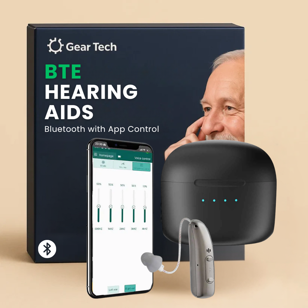 BTE Digital Hearing Aids – Rechargeable Behind the Ear Hearing Amplifiers with Noise Cancelling & Volume Control