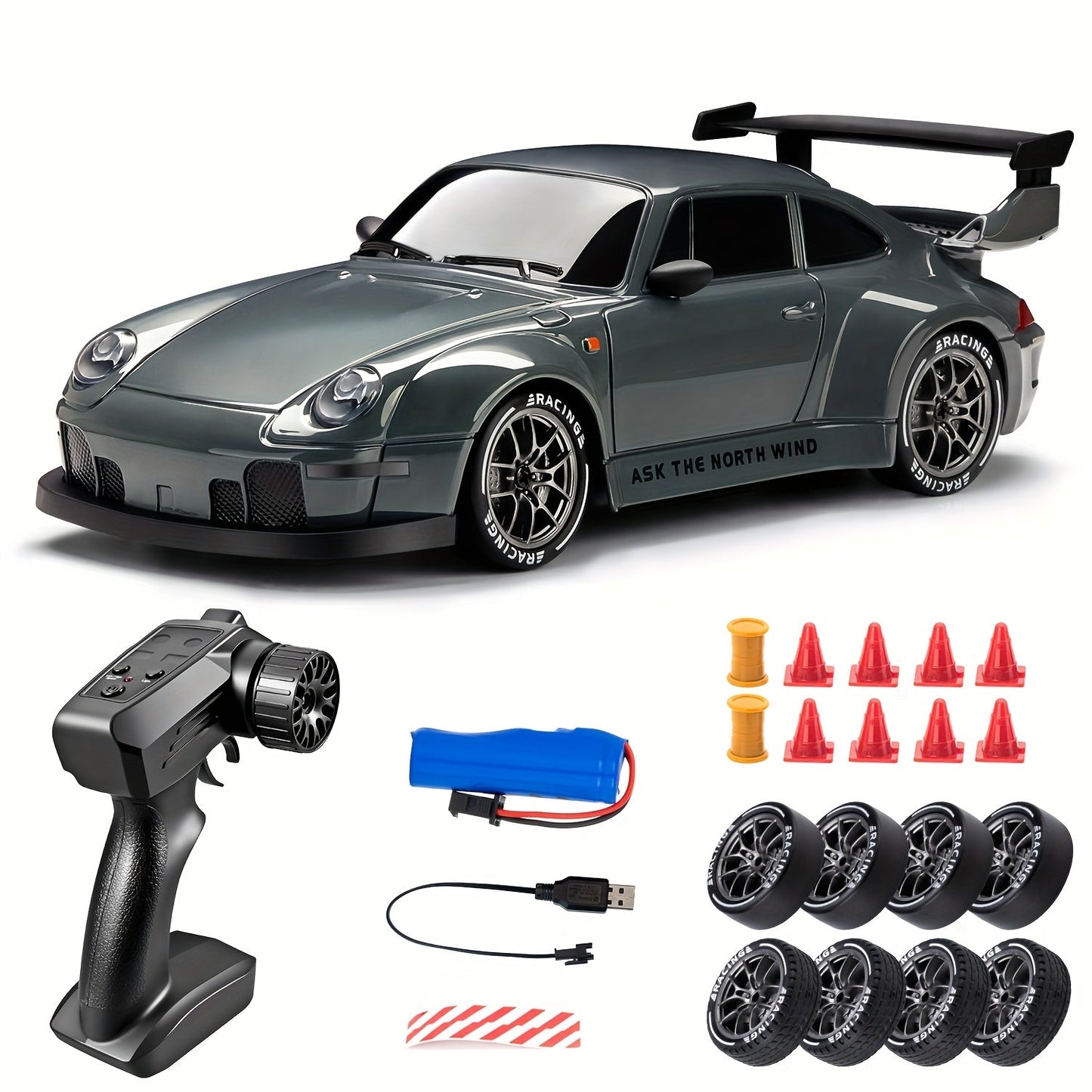 1:24 RC Drift Car | 4WD, LED Wheels & USB Rechargeable for Indoor and Outdoor Racing Fun