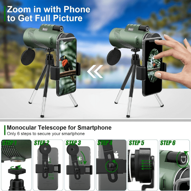 Compact 600x Ultra-Zoom Monocular | HD Lens, Lightweight & Perfect for Hiking, Birdwatching, and Sports Events