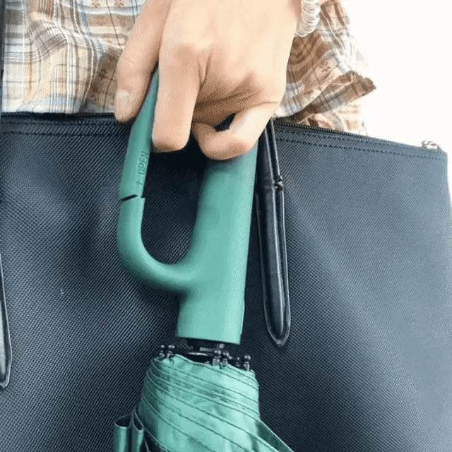 Wind-Resistant Automatic Folding Umbrella with Large Buckle Handle – Compact & Durable