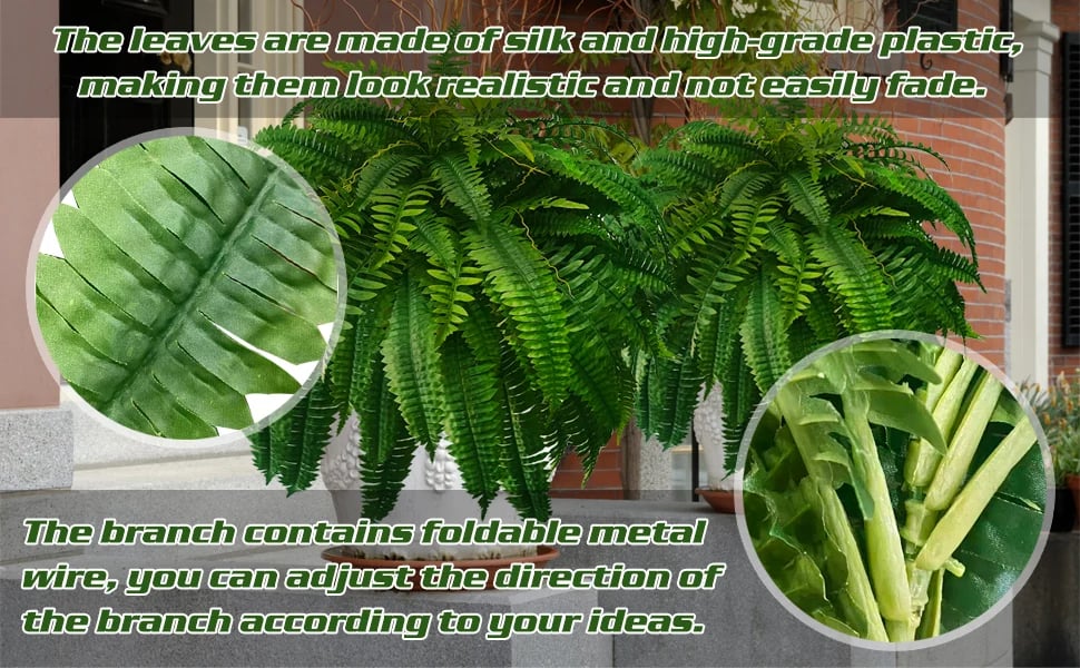 UV Resistant Artificial Boston Fern | Lifelike, Waterproof & Maintenance-Free for Outdoor Décor