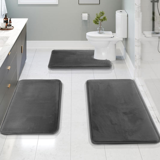 Memory Foam Bath Mat Set | Ultra-Soft, Super Absorbent & Non-Slip for Bathroom Comfort